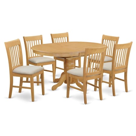 East West Furniture Dinette Table And 6 Chairs, Oak AVNO7-OAK-C